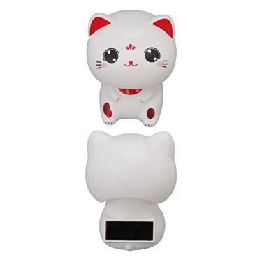 Imagem de Naroote Escultura de Gato Fofa Luz Solar de Gato Com Aceno de Sorte para Decorações de Escritório Doméstico, Feita de Plástico Premium, 2,7 X 3,7 X 3,4 pol., para Painel de Carro (com olhos grandes)