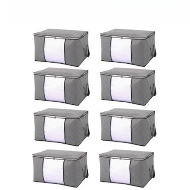 Imagem de Caixa Saco Organizador Grande Edredom Cobertor Casaco Guarda(8PCS-48L-Cinza)