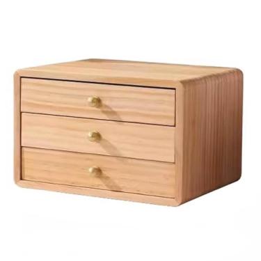 Imagem de Caixa de joias de madeira vintage - Organizador multifuncional com grandes gavetas de armazenamento e forro de veludo macio para brincos, anéis, colares, pulseiras - Presente elegante para mulheres