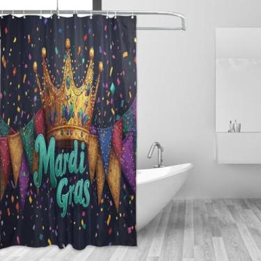 Imagem de Blueangle Cortina de chuveiro Coroa de Mardi Gras - Conjunto de banho de tecido impermeável com ganchos, 152 x 182 cm (79)