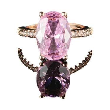 Imagem de Anéis Ovais Rosa, Prata E Ouro Rosa Para Mulheres, Casamento, Noivado,