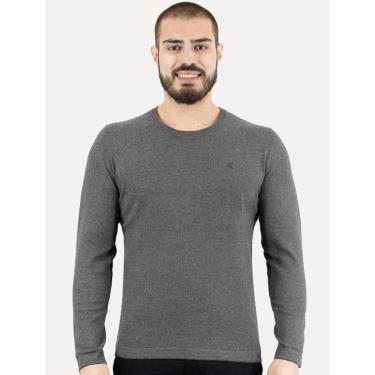 Imagem de Suéter Calvin Klein Jeans Masculino Tricot Gola Careca com Logo Chumbo-Masculino