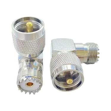 Imagem de Adaptador Coaxial RF De 3 Vias UHF Macho Para UHF Fêmea Com Ângulo Ret