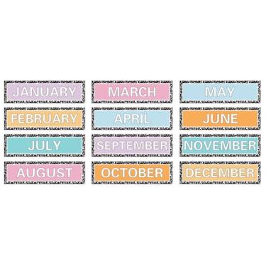 Imagem de AnyDesign Conjunto de quadro de avisos meses do ano, 12 peças, calendário, cabeçalhos, livros de composição pastel, pautas mensais para decoração de sala de aula de volta às aulas