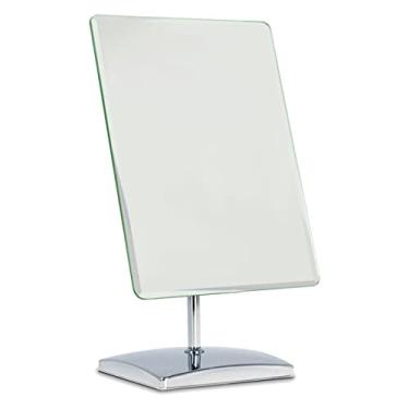 Imagem de Feiyxu Espelho de maquiagem retangular, rotação de 360°, espelho de penteadeira portátil dobrável com suporte de chuveiro para barbear, espelho quadrado para banheiro, estúdio de cosméticos, joalheria