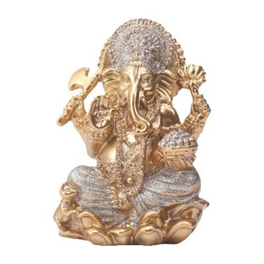Imagem de XLWLLNJ Estátua de Ganesha, hindu, peça decorativa colecionável para escritório, sala de estar, de entrada e jardim interno.