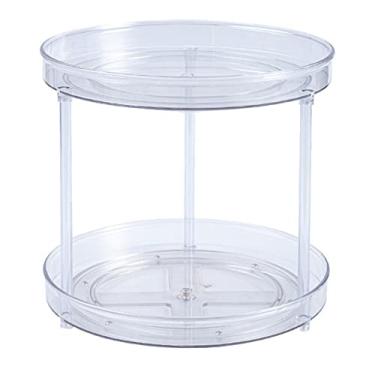 Imagem de Organizador Rotativo Camada Giratória 360 Roda Lazy Susan Prateleira de Temperos Cozinha Suporte para Maquiagem Armazenamento PET Forte e Desmontável