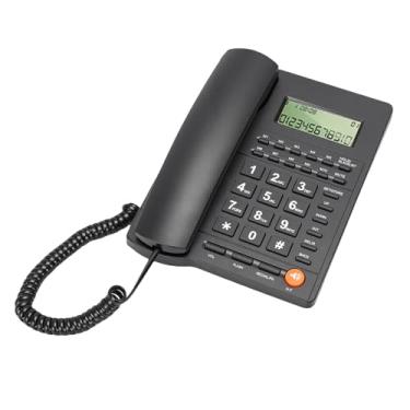 Imagem de ASHATA Telefone Com Fio Com Identificador de Chamadas, Telefones Com Botões Grandes para Idosos, Telefone Fixo, Com Alto-falante, Display Claro, Volume de Toque Ajustável, para Casa de (Preto)