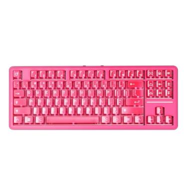 Imagem de ATK Teclado mecânico sem fio A87 Pro, TKL de 87 teclas, montagem de junta, troca a quente, RGB tri-modo (rosa cristal)