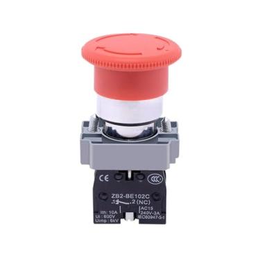 Imagem de 1 peça XB2-BS542C Botão de cogumelo de parada de emergência vermelho 1N/C