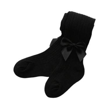 Imagem de Meia-calça De Algodão Para Bebês Meninas De 0 a 4 Anos Com Laço E Malh