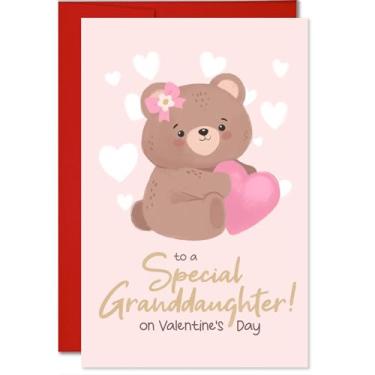 Imagem de MegaCalendars Cartão de Dia dos Namorados Neta - Cartão de Dia dos Namorados para Neta - Cartolina Mais Grossa - 13 x 20 Inclui Envelope - Urso de Pelúcia - Feito nos EUA