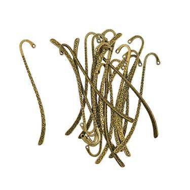 Imagem de Marcador de página Baoblaze 20 peças com padrão de linha de contas de metal com gancho de papelaria de bronze escolar