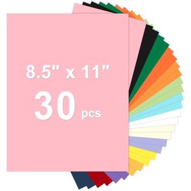 Imagem de 30 folhas de cartolina 8,5 x 11, cartolina colorida de 29,5 kg, papel de construção de 15 cores sortidas, papel grosso de 180 g/m² para impressão, pintura, confecção de cartões, material escolar