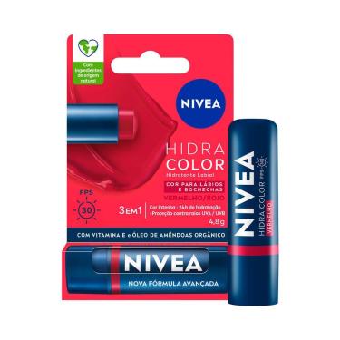 Imagem de Hidratante Labial Nivea Hidra Color 3 em 1 FPS 30 Vermelho 4,8g