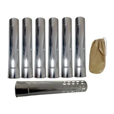 Imagem de oshhni Tubos retos para chaminé, tubo portátil para fogão de acampamento, dissipação de gases de para fogões a lenha e fornos de acampamento ao ar