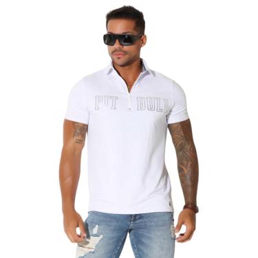 Imagem de Camisa Masculina Polo Branca Manga Curta Pit Bull 80506-Masculino