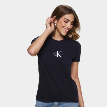 Imagem de Camiseta Calvin Klein Reissue Feminina, Marinho, G