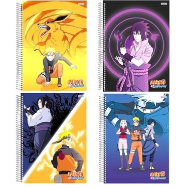 Imagem de Kit 4 Caderno Universitario 1 Materia 80 Folhas 1 Folha Porta Documento e 1 Folha C/Adesivos