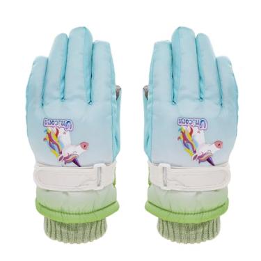 Imagem de Luvas de inverno para meninos, fofas, unicórnio, meninas, impermeáveis, quentes, forradas com lã, luvas térmicas para esqui na neve