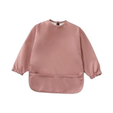 Imagem de Babador Impermeável De Manga Longa Para Crianças Com Bolso, Avental De