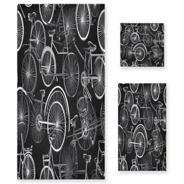 Imagem de xigua Bicicletas vintage conjunto de toalhas de banheiro absorvente macio toalha de banho 3 peças toalha de mão toalhas decorativas para banheiro, academia, hotel, praia, piscina