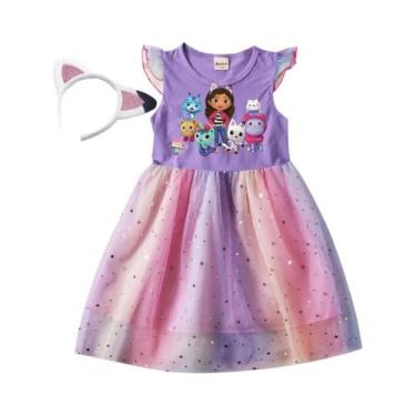 Imagem de Vestido De Malha Arco-Íris Para Meninas, Vestido Casual De Verão Para 