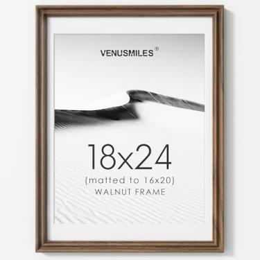 Imagem de Venusmiles Porta-retrato 45,7 x 61 cm com tapete adaptável, tamanho de tela para 40,6 x 50,8 cm, moldura de madeira de nogueira preta natural, vidro temperado HD, encaixe e junta sem pregos, exibição