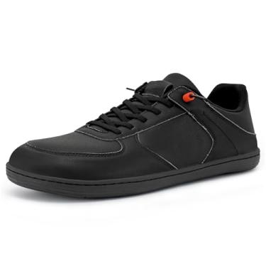 Imagem de Pulltop Sapatos masculinos com bico largo e descalço – Sapatos sociais minimalistas, sem queda, sem queda, sem cadarço, para caminhada, antiderrapante, para homens, Wt01 | Preto, 11 Wide