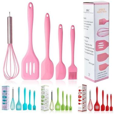 Imagem de 5 pcs antiaderente silicone creme espátula jar concha resistente ao ca
