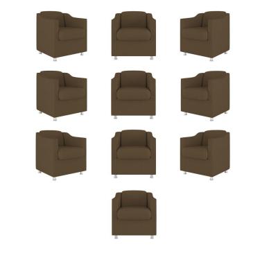 Imagem de Kit 10 Poltronas Decorativa Reforçada Consultório Sala Suede marrom