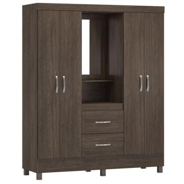 Imagem de Guarda Roupa 4 Portas Com Pés E Espelho Lord ébano Touch
