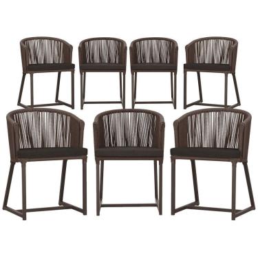 Imagem de 7 Cadeiras De Jantar área Noronha Marrom E9 Trama  Marrom