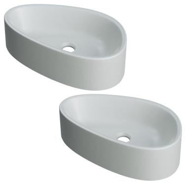 Imagem de Kit 02 Cubas De Apoio Gota Para Banheiro Lavabo C01 Bg43w Cinza Matte Fosca - Lyam