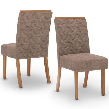 Imagem de Kit 2 Cadeiras Estofadas Sala De Jantar Esther Suede Cacao Henn Suede 