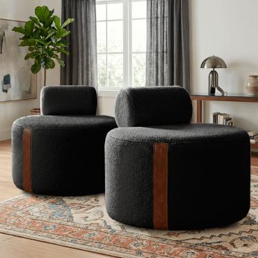 Imagem de Kit 02 Poltrona Decorativa Orgânica Erica Sala Bouclê Luxo