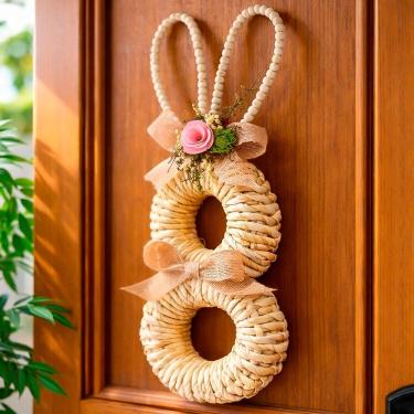 Imagem de Guirlanda Páscoa Artesanal Decoração Enfeite Palha Trançado