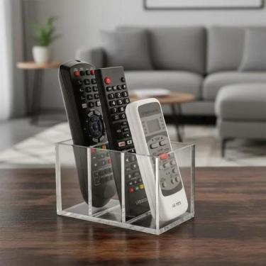 Imagem de Porta Controle Remoto em Acrílico para Mesa 3 compartimentos - Fabrica