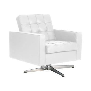 Imagem de Poltrona Fk Giratória Couro Sintético Branco Base Alumínio