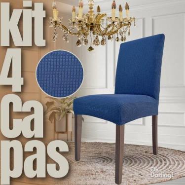Imagem de Coreana - Kit 4 Capas de Cadeira Linha Gold - Azul - OK Darling