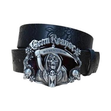 Imagem de Cinto De Couro Punk plus Size Com Caveira, Estilo Harajuku Gótico Y2K,