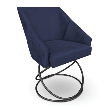Imagem de Poltrona Luxo Alana Suede Base Luxo Preto - Pallazio Cor Azul Marinho