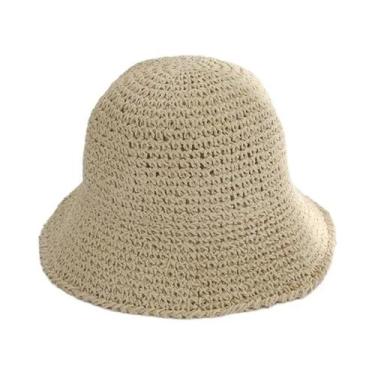Imagem de Chapéu De Palha Feminino De Verão Para Praia, Estilo Viseira, Bucket, 