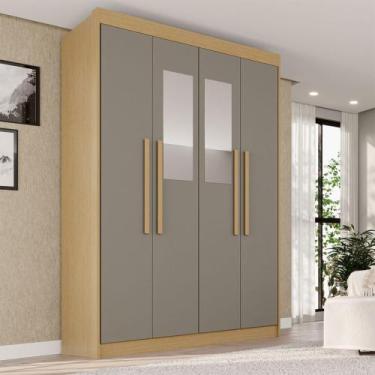 Imagem de Guarda-Roupa Solteiro Weather com Espelho 4 Portas 3 Gavetas 100% Mdf 