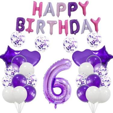 Imagem de Kit de balões para festa de 6º aniversário com 30 balões de papel alum