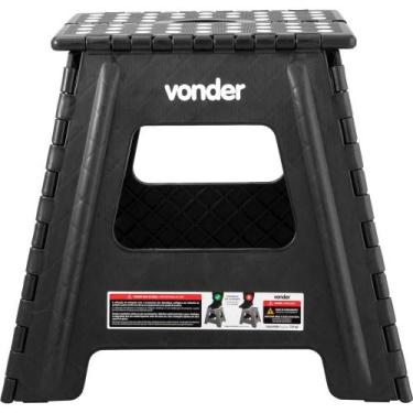 Imagem de Banquinho Plástico Dobrável Multiuso Banqueta 360mm - Vonder Cor Cinza