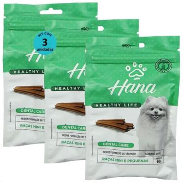 Imagem de Snack hana life dental care cães adultos raças mini e pequenas 60g kit
