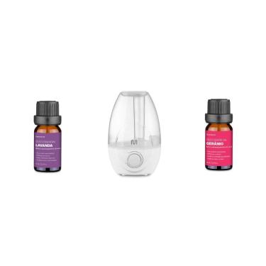 Imagem de Kit Umidificador Clear Tank 2,1L Bivolt + Oleos Essenciais Lavanda e Geranio 100 Puros Multi Saude - HC210K