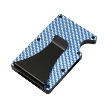 Imagem de Carteira Minimalista Masculina Em Fibra De Carbono Com Bloqueio RFID, 