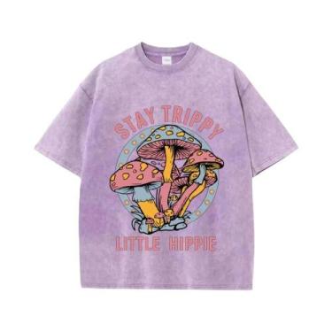 Imagem de Camisetas Femininas De Algodão Lavado Para O Verão Com Estampa De Cogu